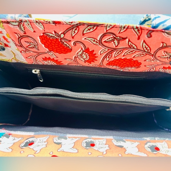 New Vibrant Unique Quilted Colorful Patchwork Tote Bag Sturdy Construction - Picture 10 of 14